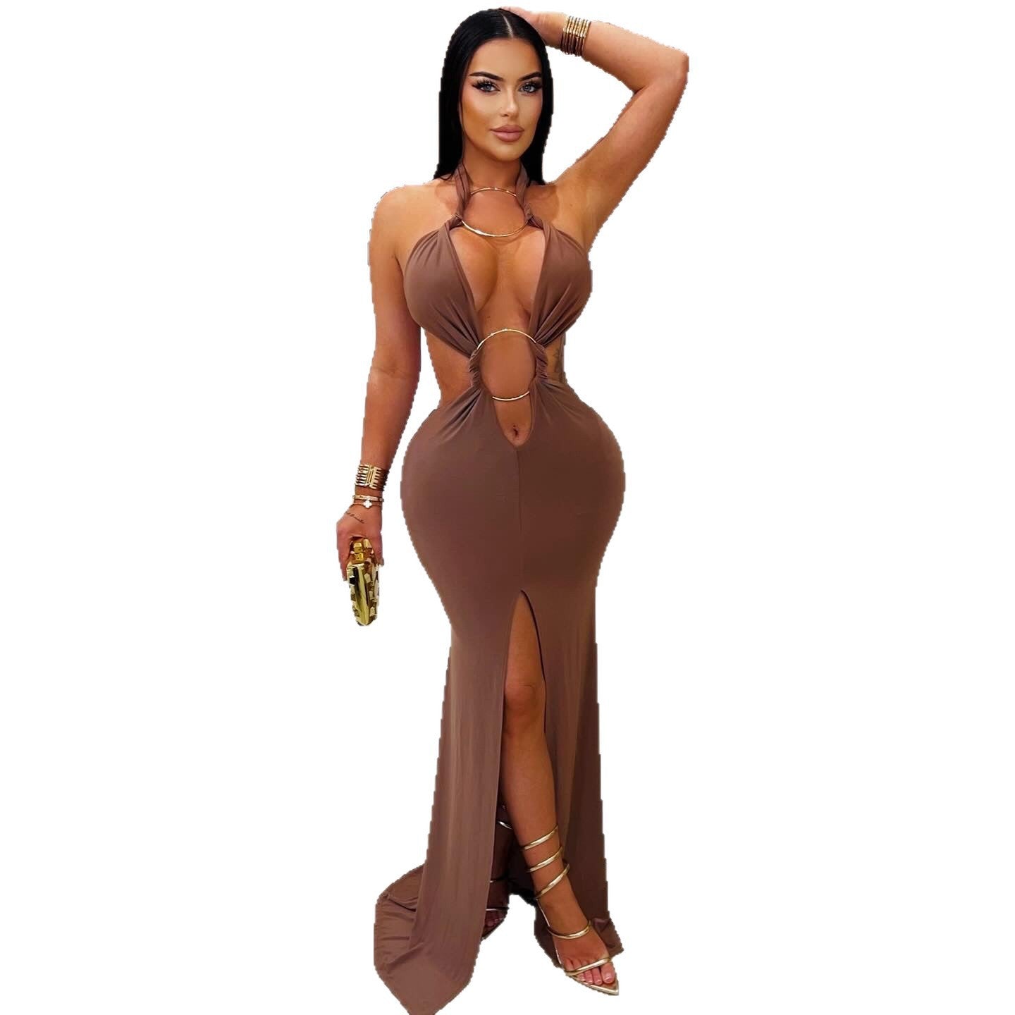 Glamorous Dress Halter Cut-out Fishtail Slit Dresses