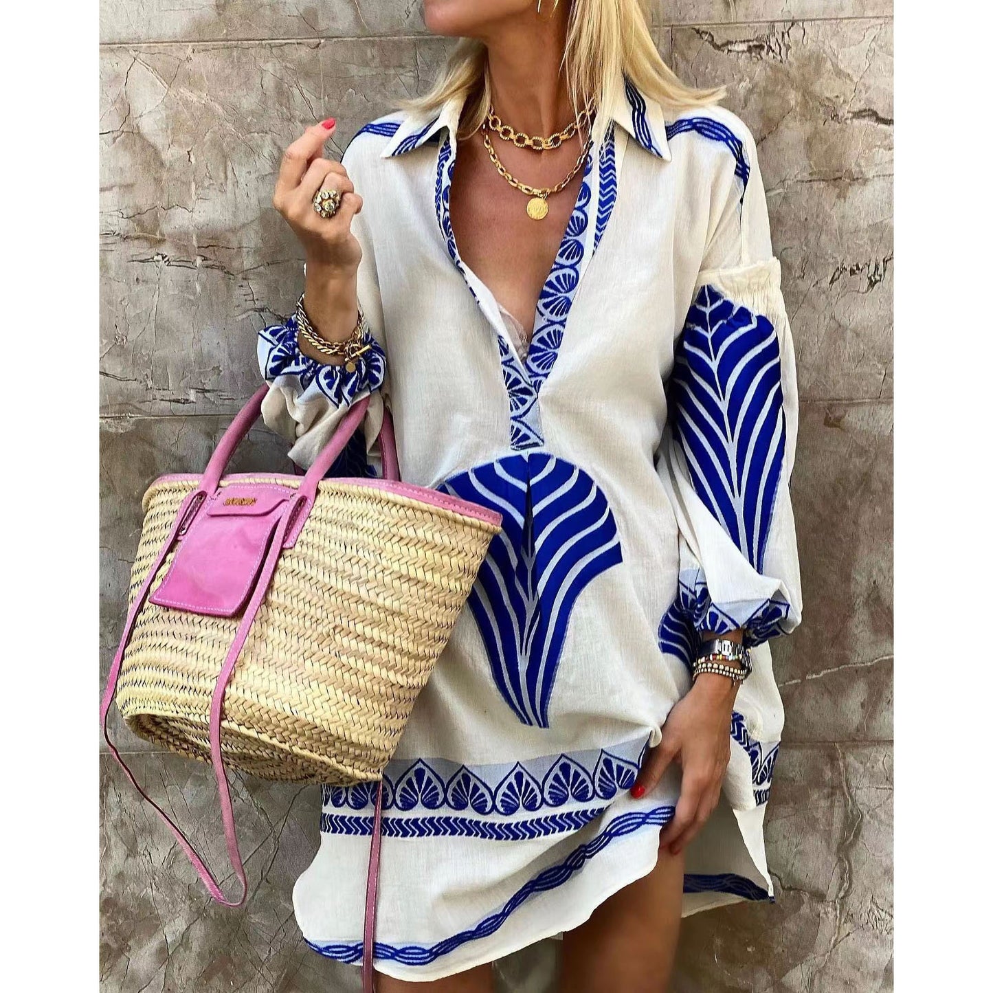 Women's Casual Long Shirt Loose Vacation Split Blouses
