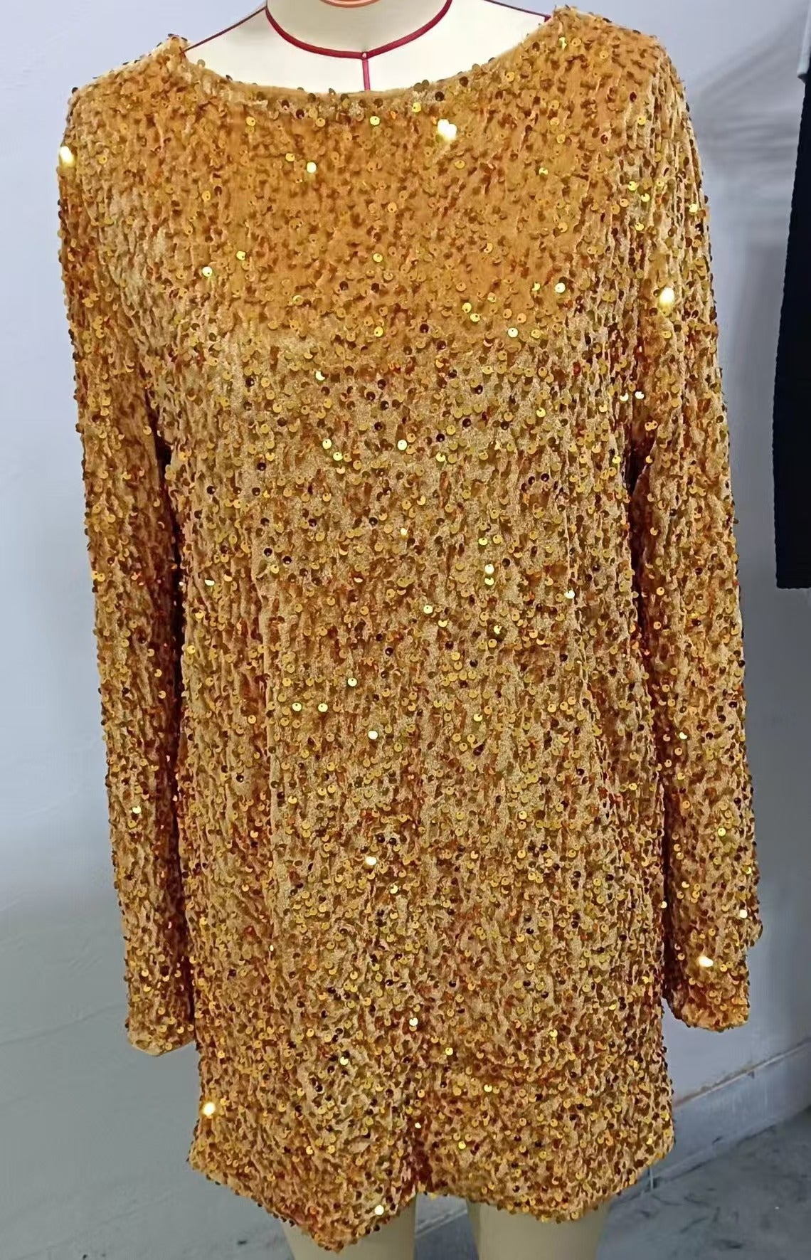 Women's Fashion Sexy Sleeve Sequined Backless Long Sequins Dress Dresses