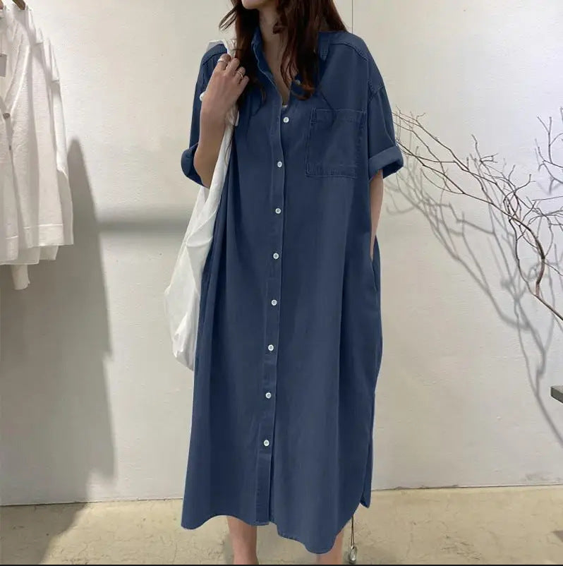 Classy Unique Denim Long Collar Casual Blouses