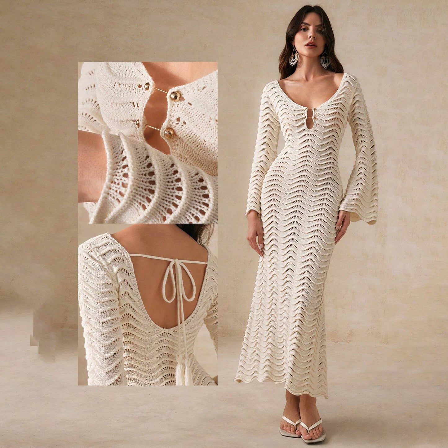 Women's Dress Solid Color Sexy Knitted Bikini Dresses