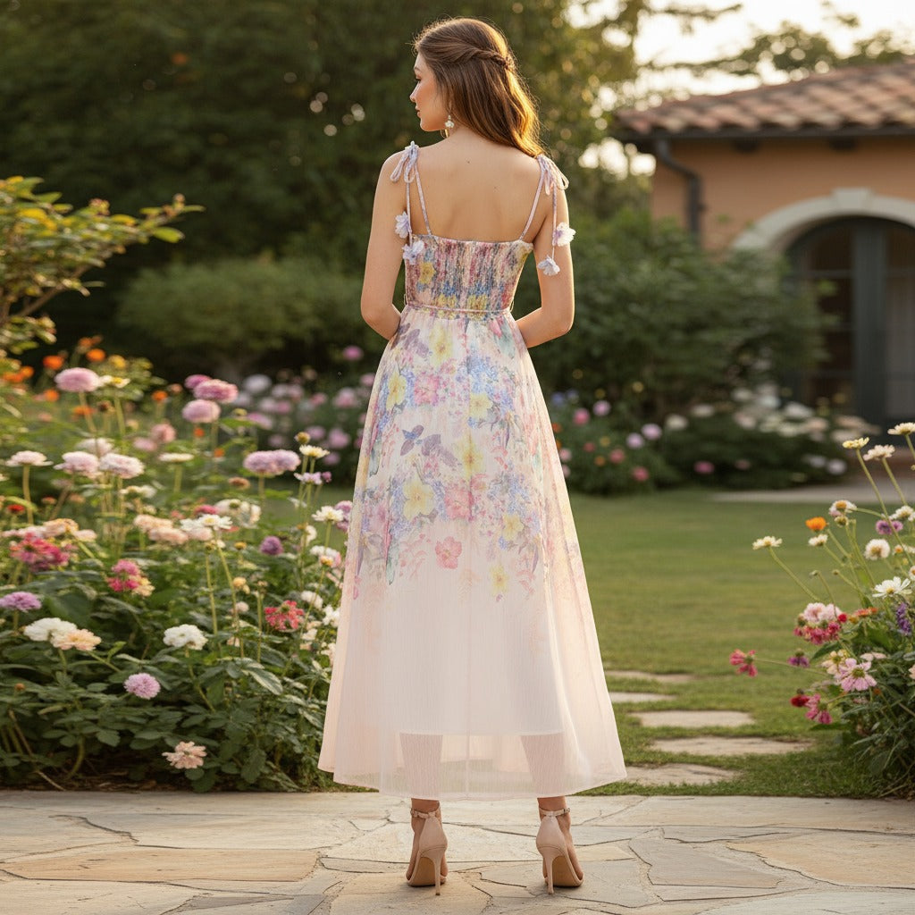 Summer Floral Print Sling Fishbone Fairy Dresses