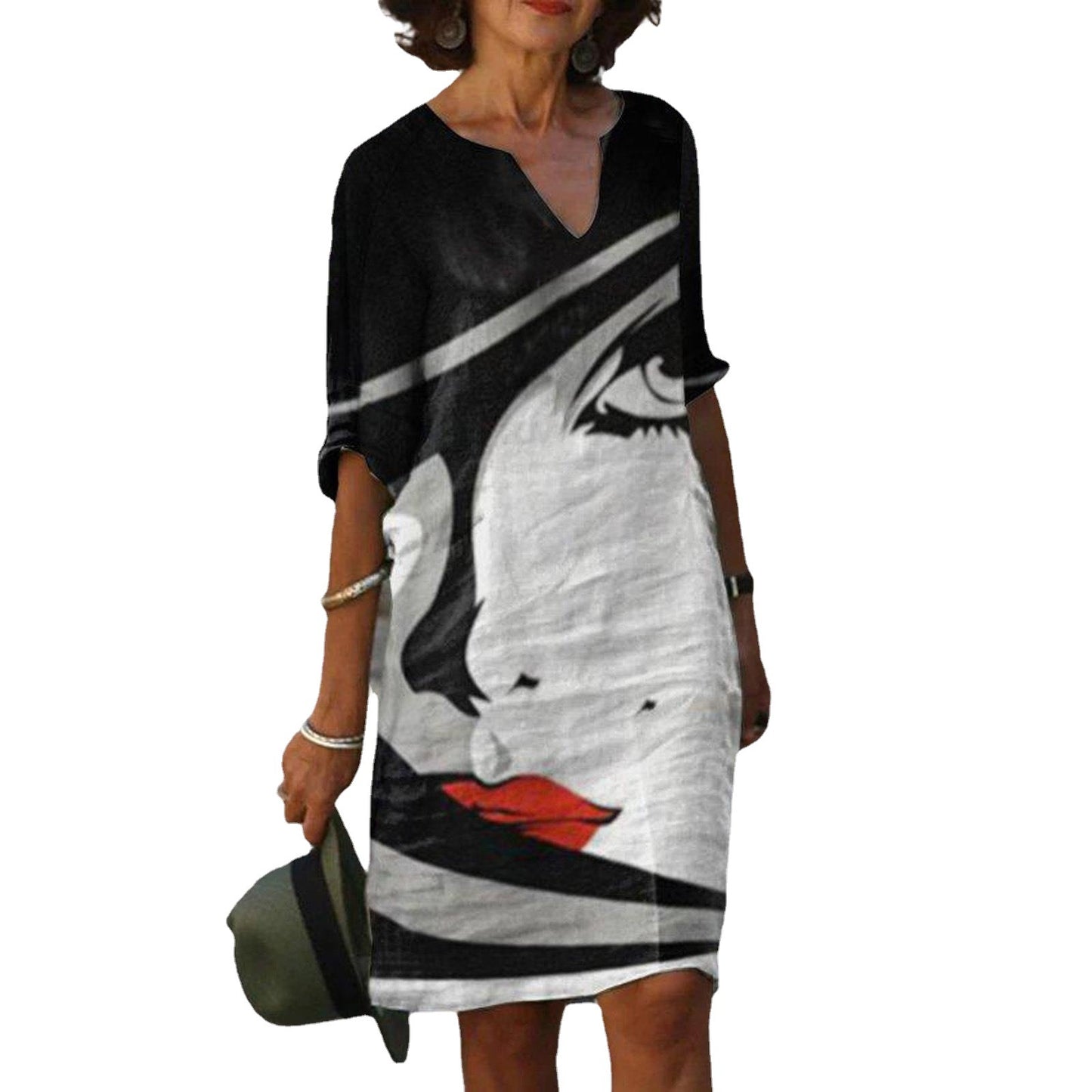 Women's Dress Autumn Fashion Positioning Flower Pattern Dresses