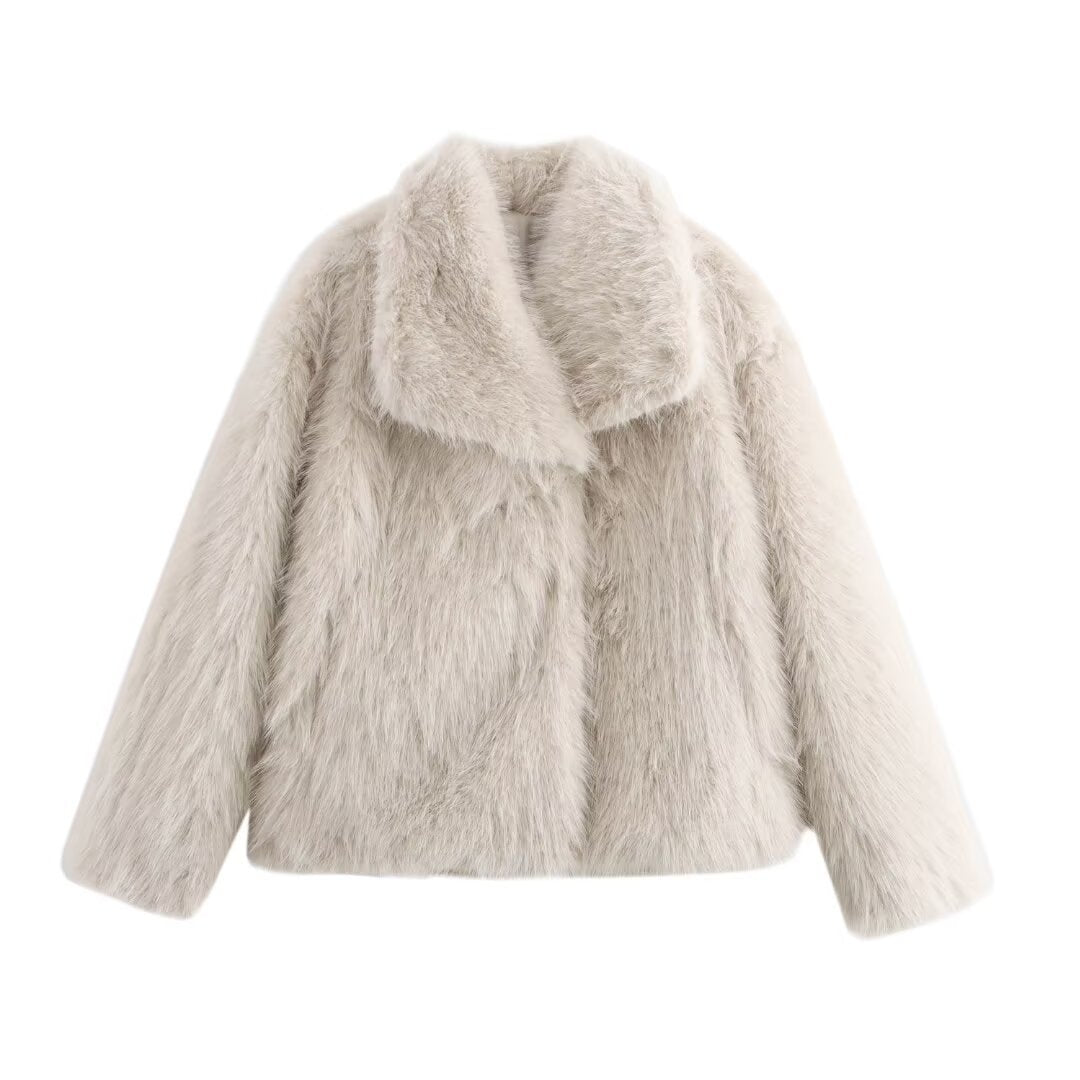 Women's Fashion Luxury Texture Imitation Fur Effect Coats