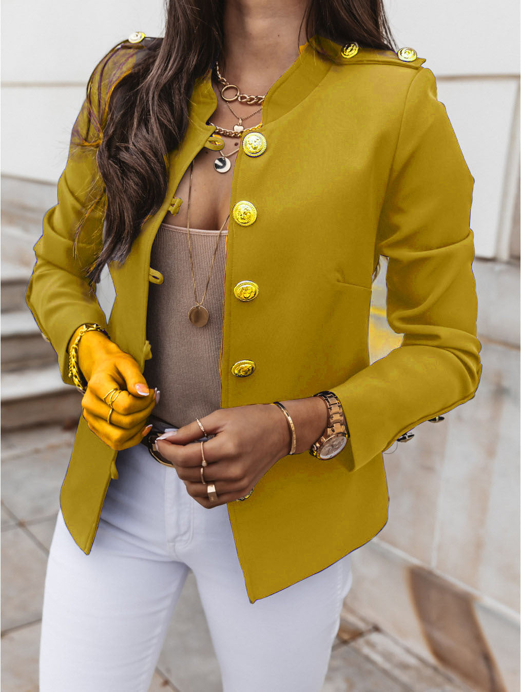 Classy Slouchy Long Sleeve Breasted Small Blazers