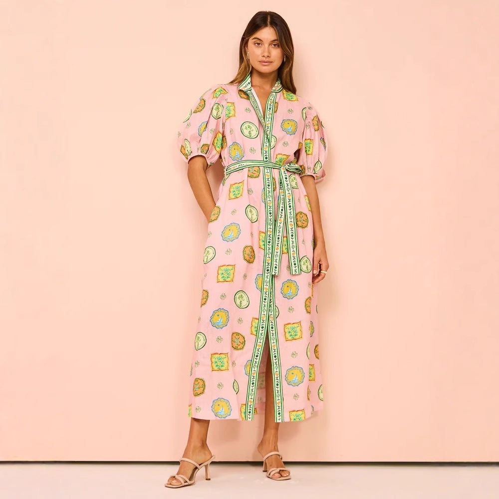 Personalized Iti Lantern Sleeve Fashion Linen Dress