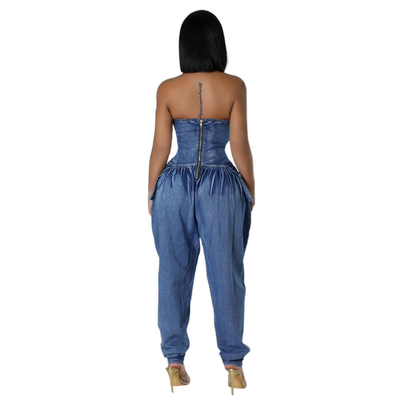 Women's Stitching Tube High Elasticity Fashion Waist Jeans