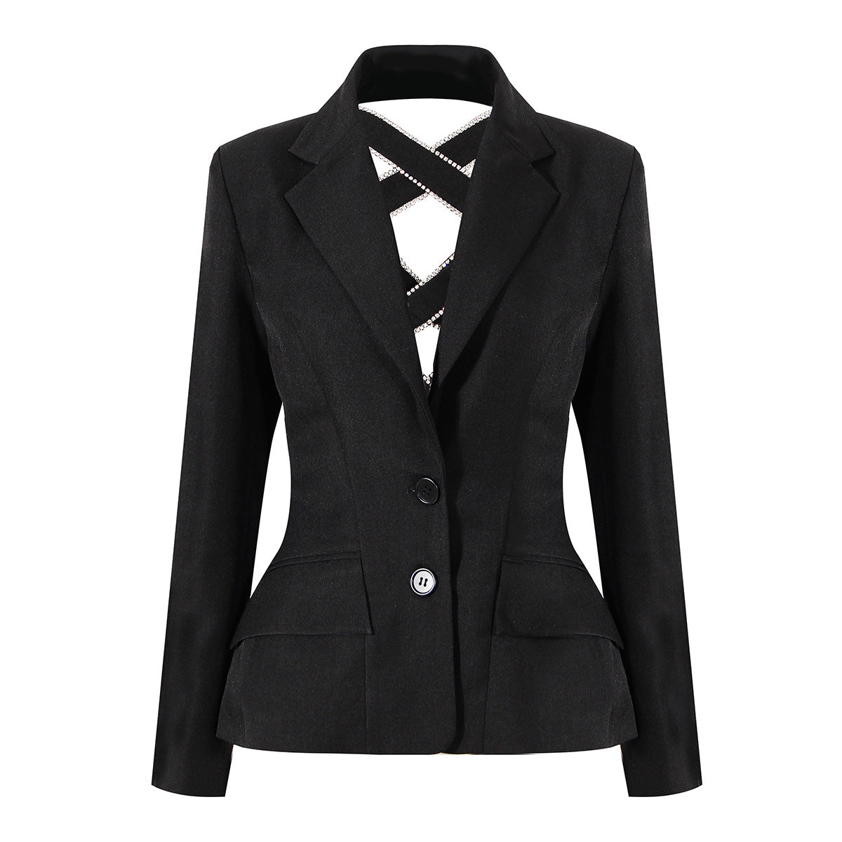 Women's Minority Fashion Spring Back Cross Hollow Blazers