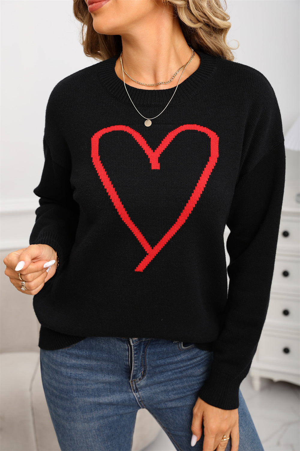 Women's Love Big Peach Heart Valentine's Day Sweaters