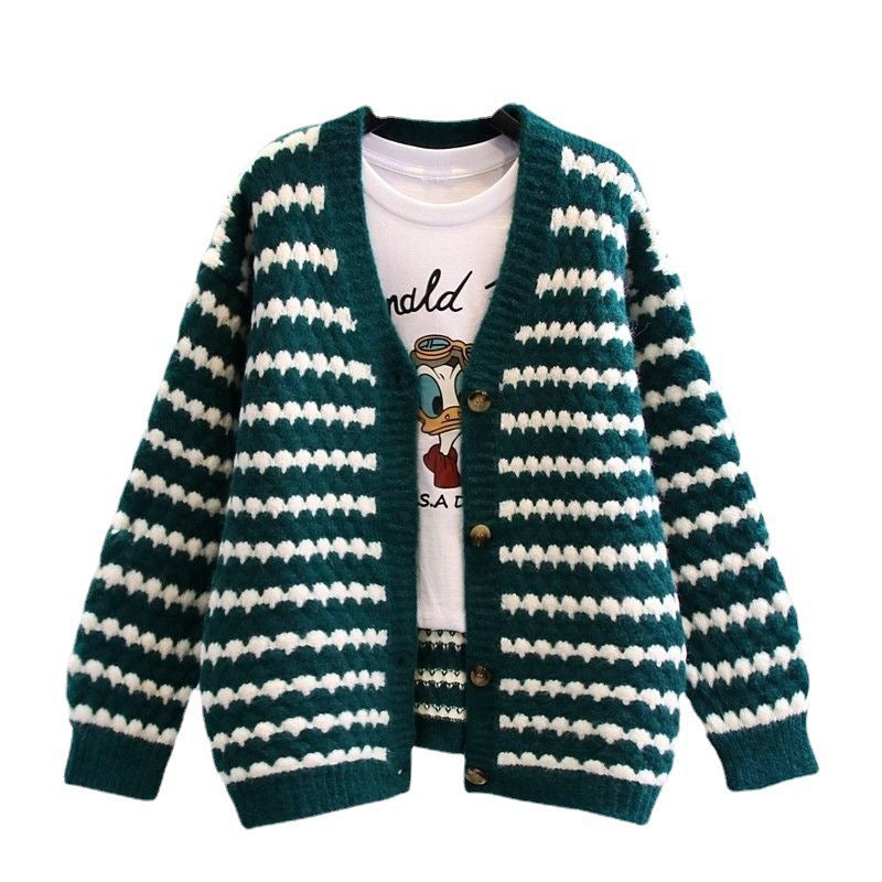 Women's Retro Style Fashionable Lazy Contrast Color Tops