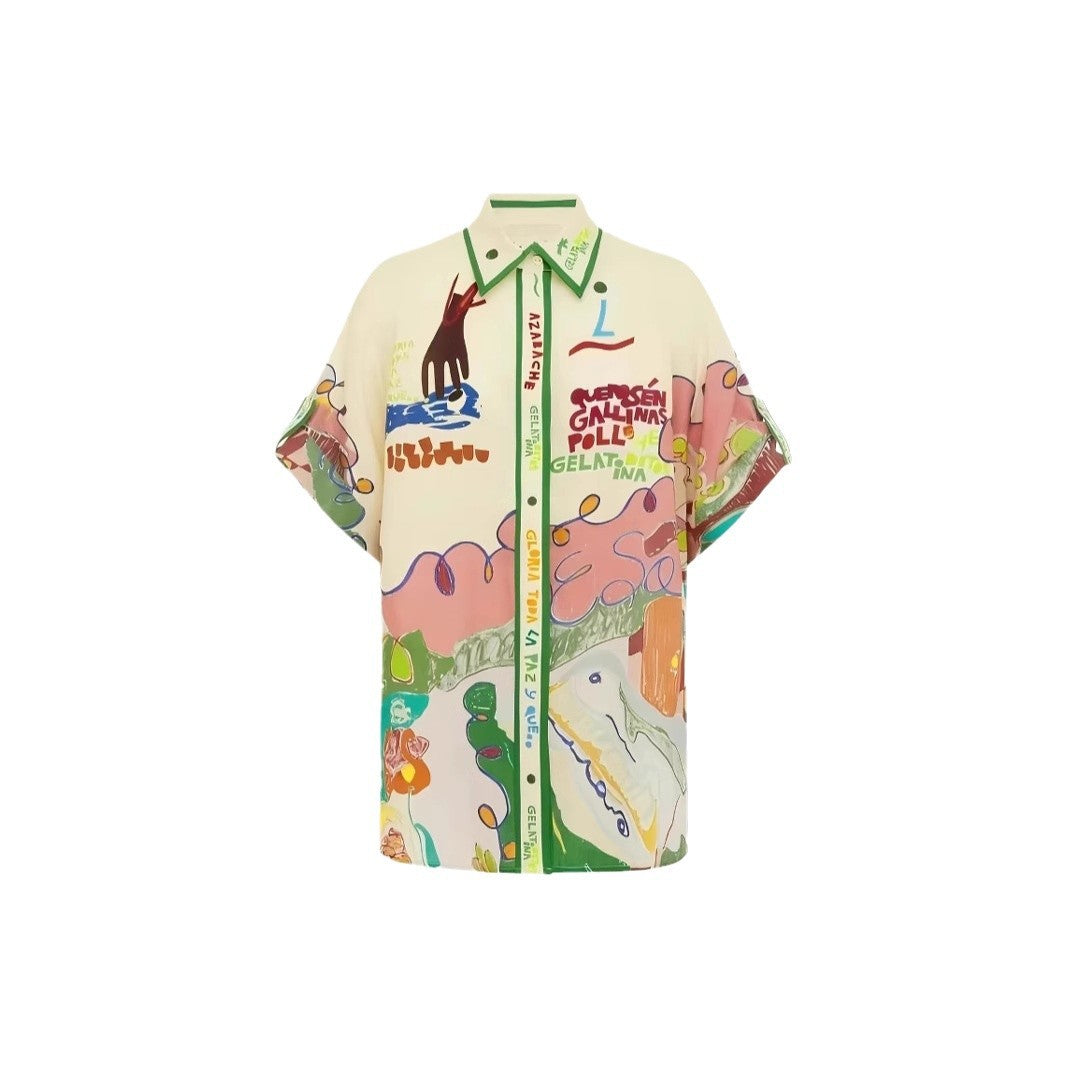 Classic Elegant Printed Linen Leisure Shirt Fashion Casual Suit