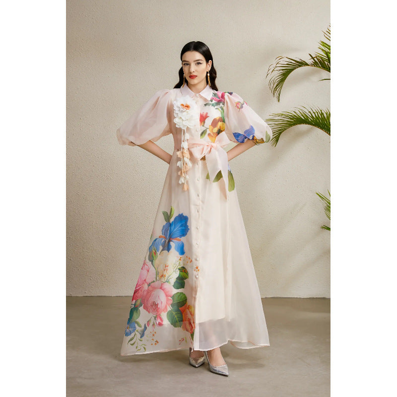 Women's Summer Palace Style Three-dimensional Flower Lantern Dresses