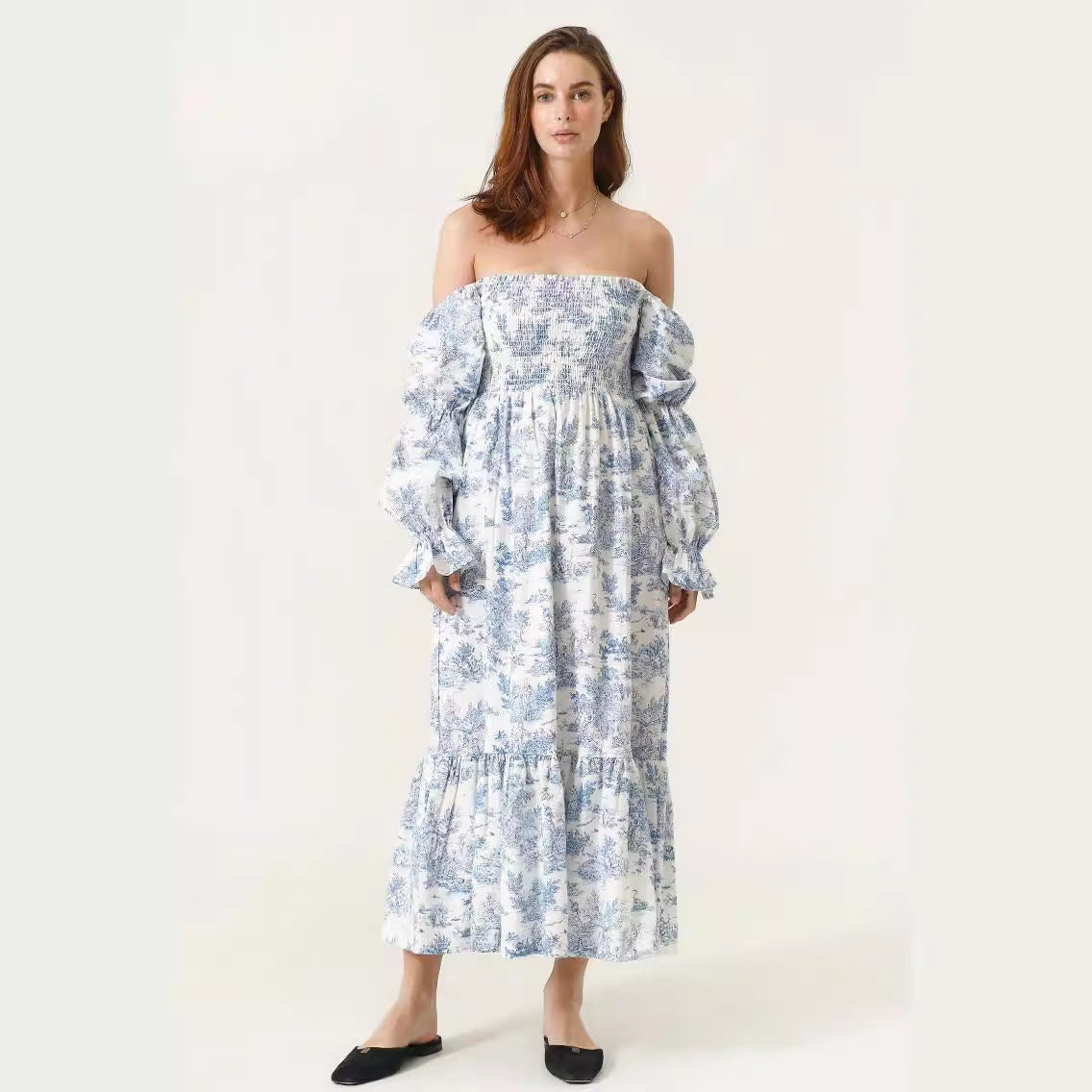 Women's Casual Bell Sleeve Chiffon Dress Spring Dresses