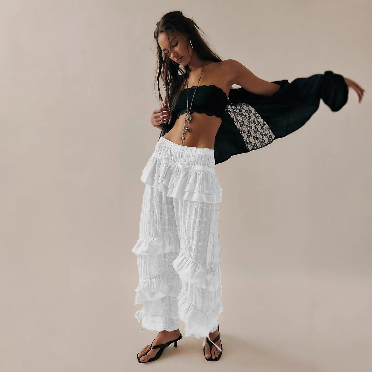 Lace Stitching Loose Trendy Hot Low Pants