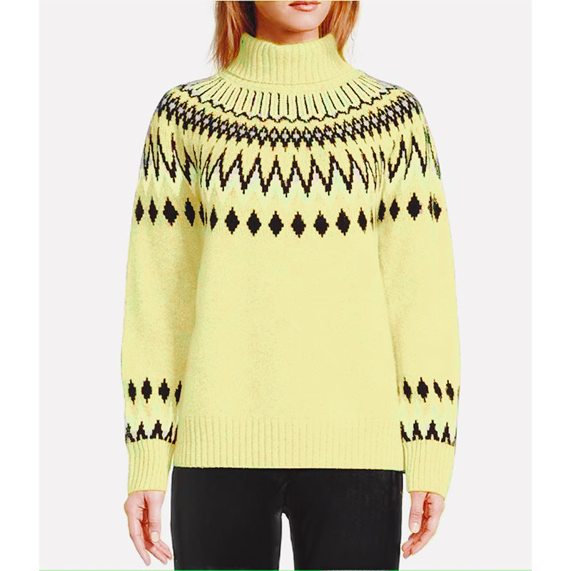 Women's Neck Fashion Casual Multicolor Slim Fit Slimming Sweater