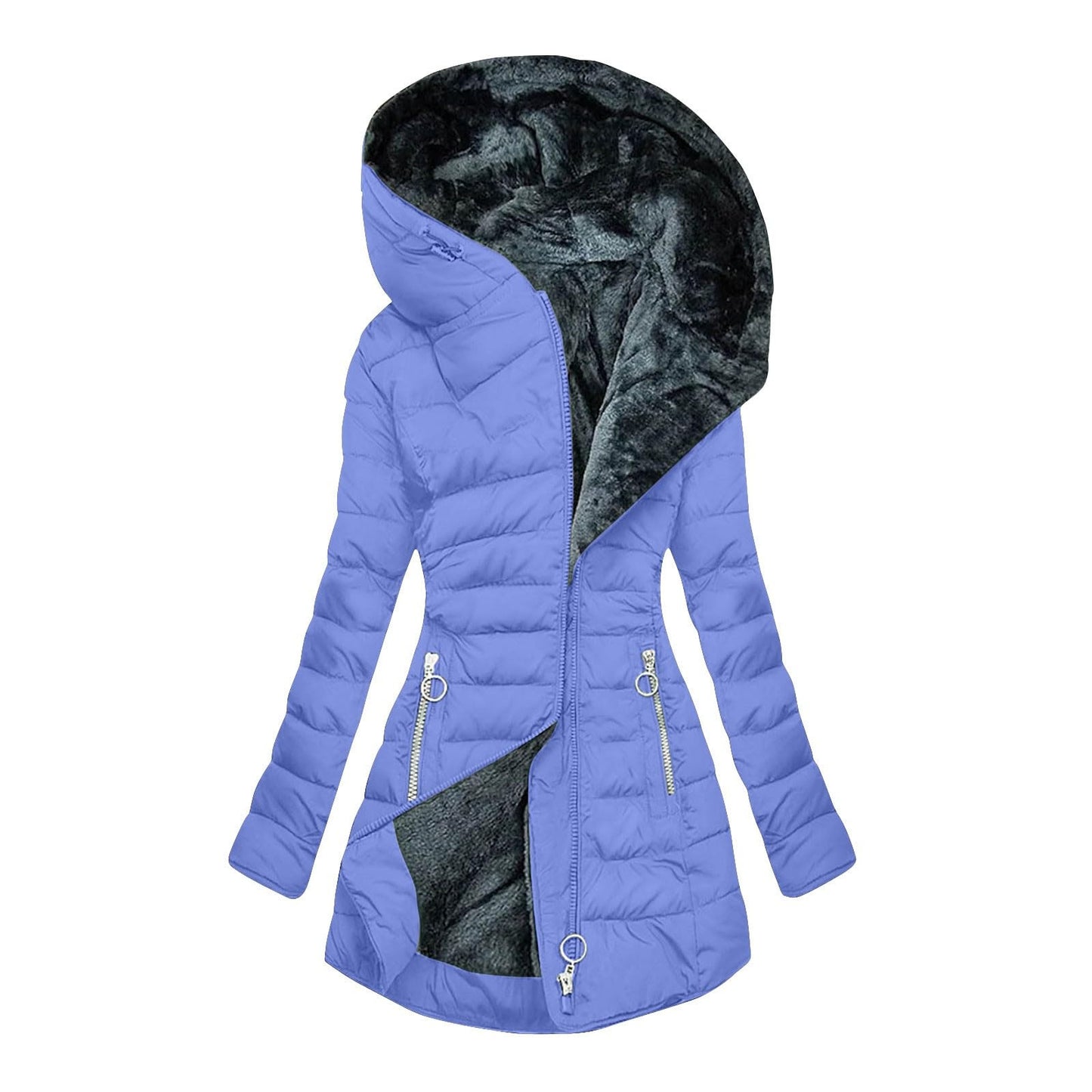 Women's Warm Fur Collar Cotton Clothes Zipper Coats