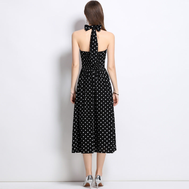 Women's Dress Polka Dot Small Backless Halter Dresses