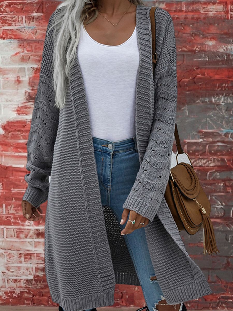 Women's Long Solid Color Knitted Mid-length Sweater