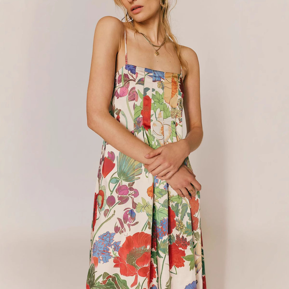 Temperament Commute Floral Print Dress High Waist Dresses