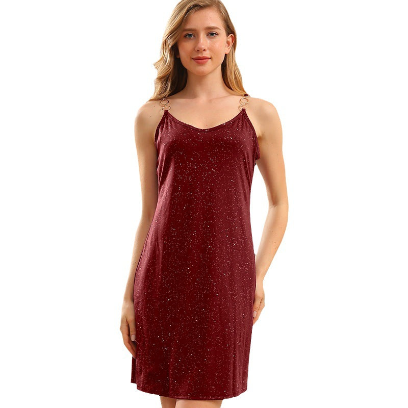 Women's Fashion Summer Hot Rhinestone Sexy Suspenders Dress