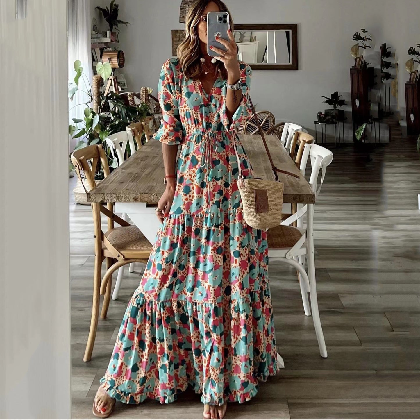 Women's Summer Temperament Vacation Printed Swing Long Clothing