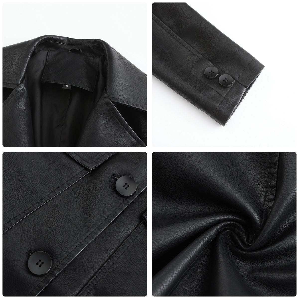 Long Leather Sleeve Wind Fashion British Female Lapel Jackets