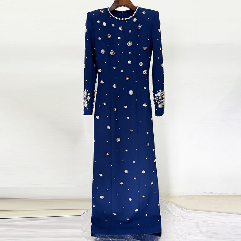 Fashion Bead Diamond Slim Long Formal Dress