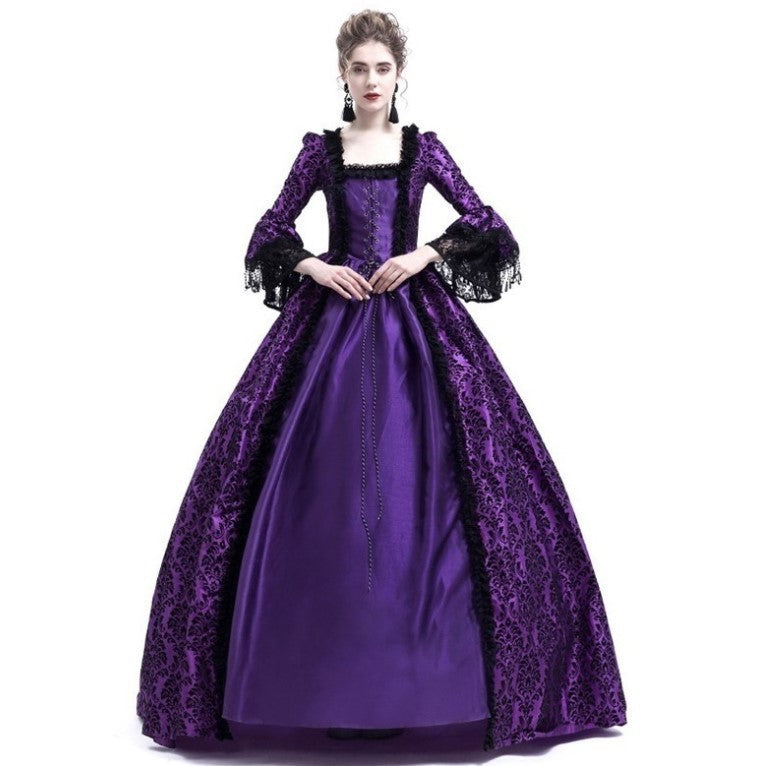 New Printed Court Dress Medieval Victorian Dresses