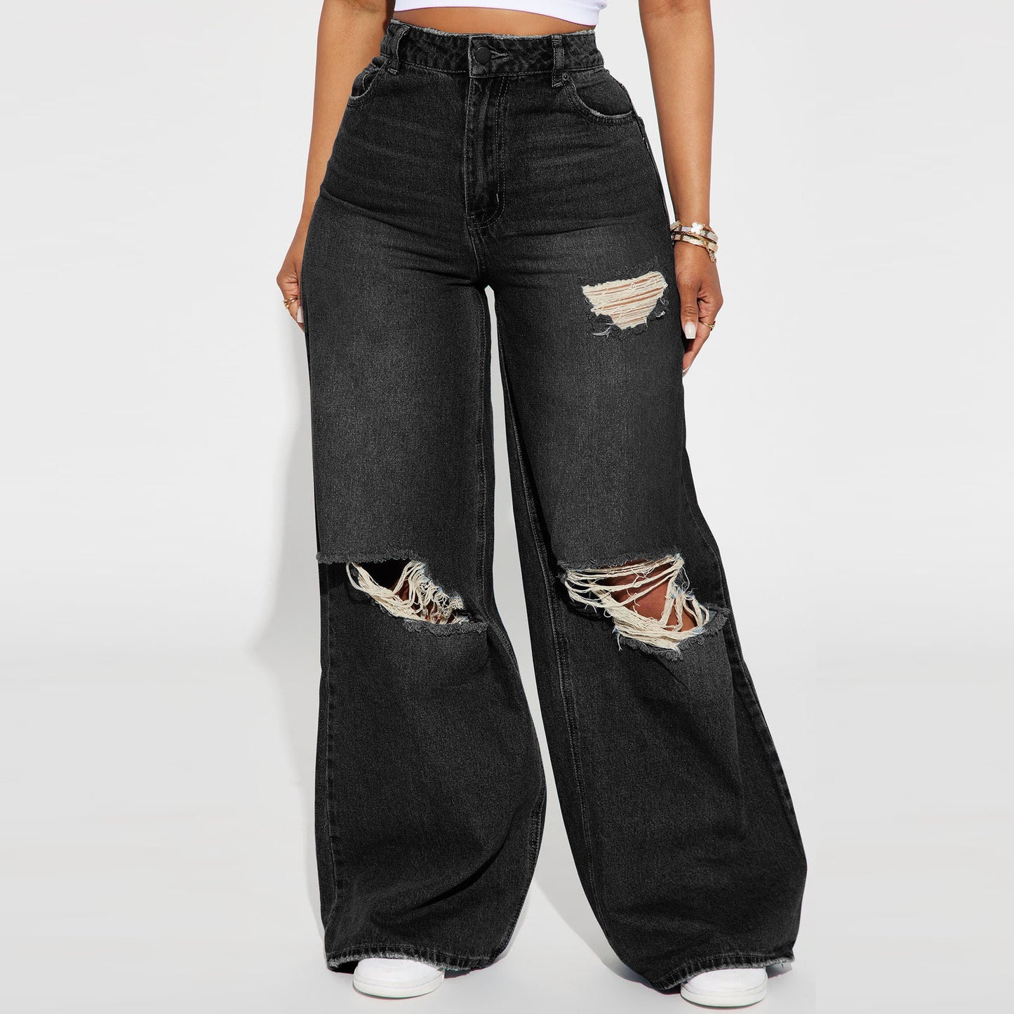 Women's Comfortable Unique Common Style Bagged Jeans