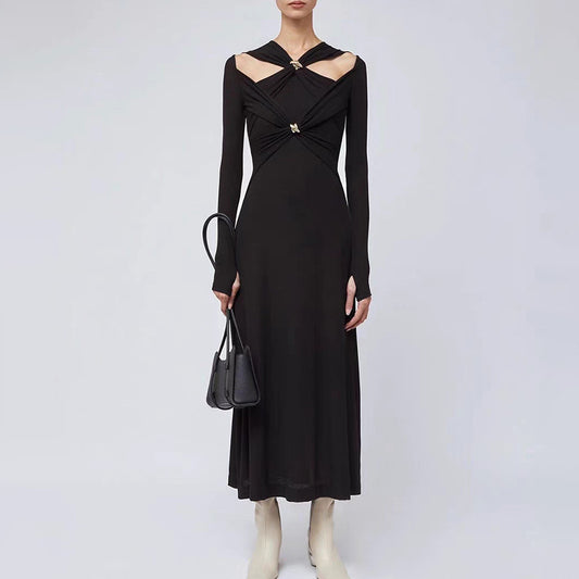 Women's Like Woman Style Design Twist Metal Contrast Colors Dresses
