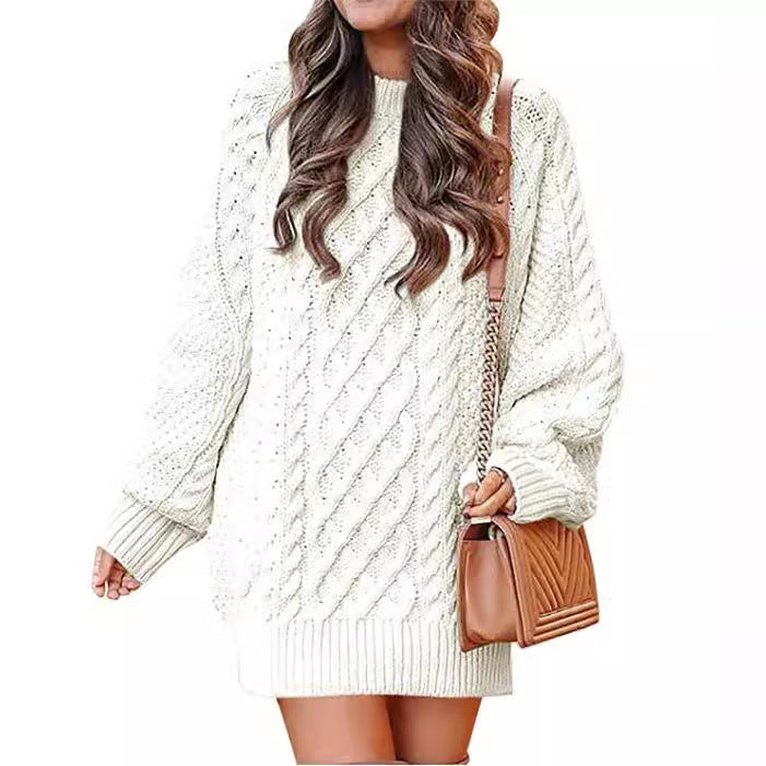 Women's Round Neck Long Sleeve Large Profile Sweaters