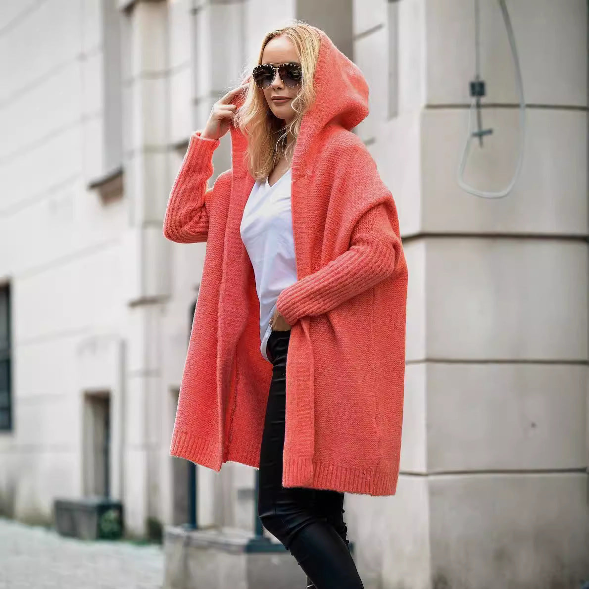 Hooded Hat Collar Temperament Commute Bat Loose Knitwear