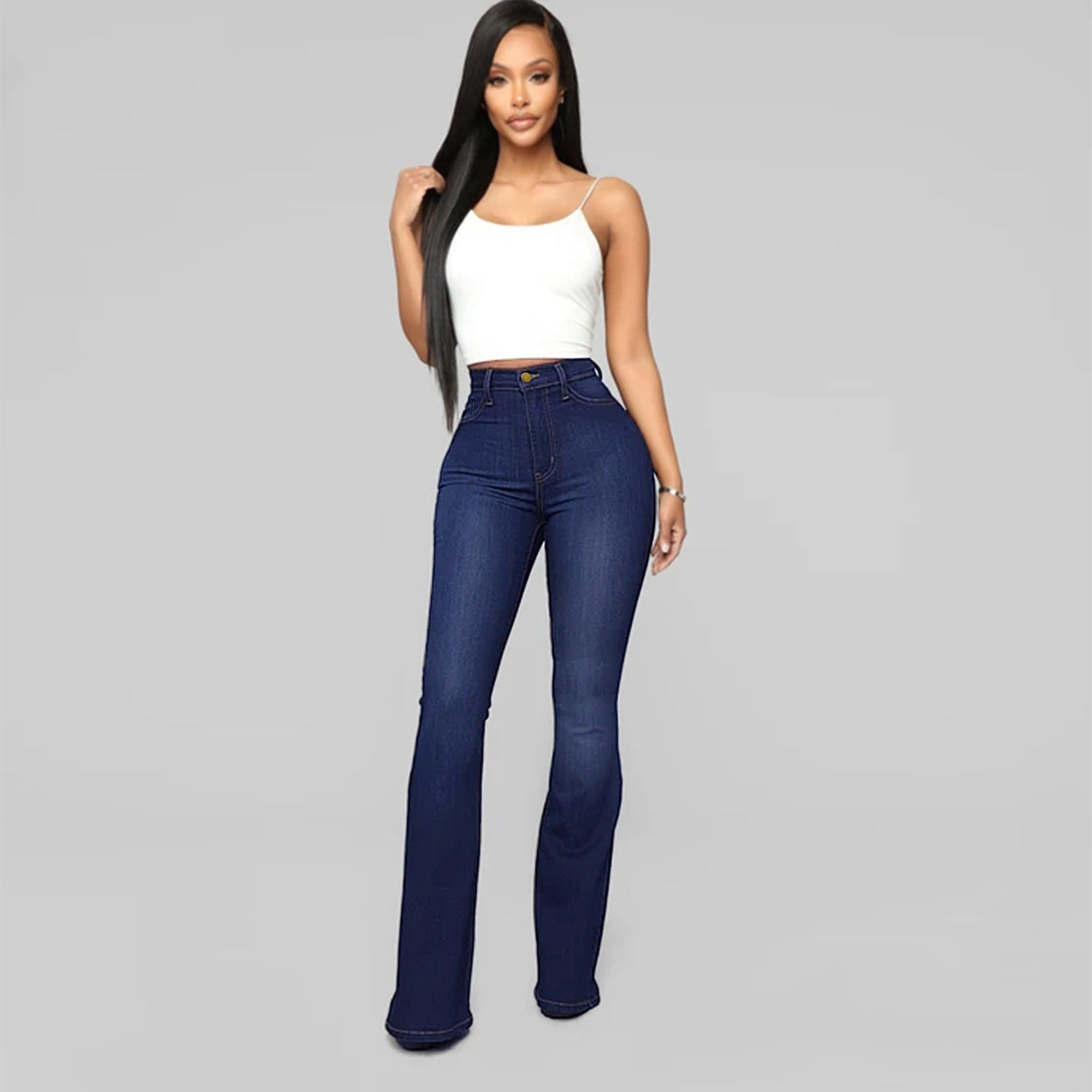 Women's High Waist Stretch Slim Horseshoe Jeans