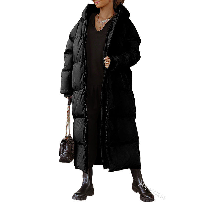 Women's Hooded Solid Color Leisure Warm Zipper Coats