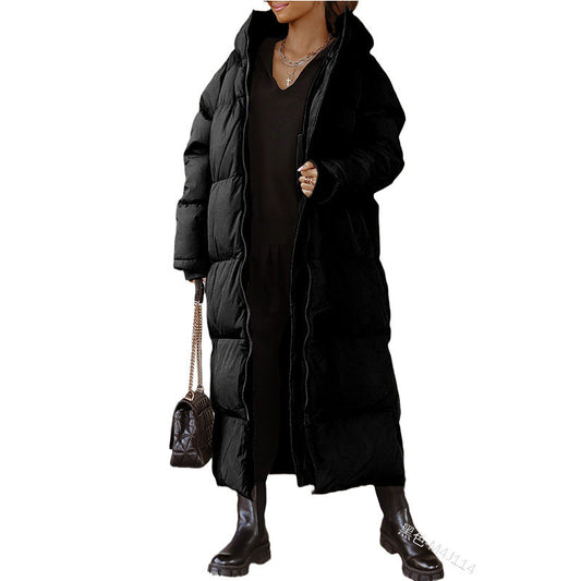 Women's Hooded Solid Color Leisure Warm Zipper Coats