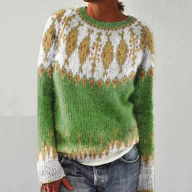 Women's Round Neck Multicolor Loose Fashion Pullover Sweaters