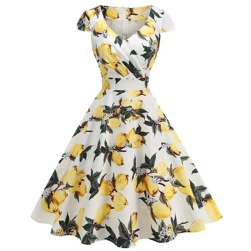Style Sleeve Printed Large Swing Dress Dresses