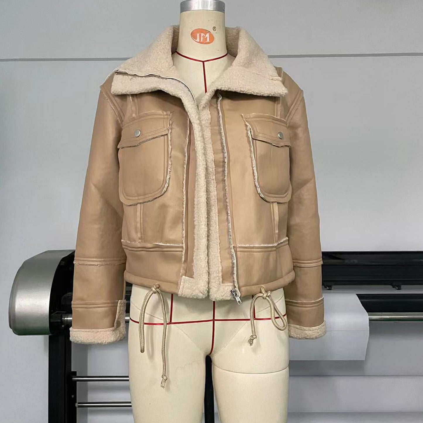 Women's Lamb Wool Zipper Machine Car Style Jackets