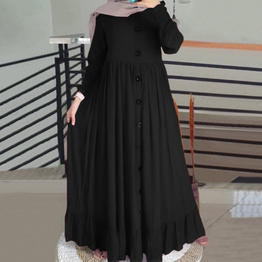 Artistic Retro Leisure Loose Crew Neck Dress