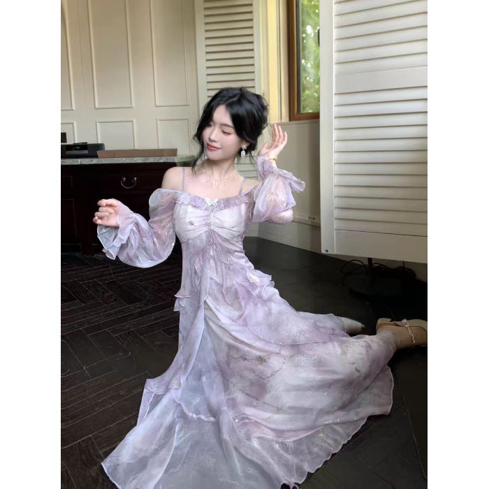 Holiday Show Temperament Fairy Purple Blooming Dresses