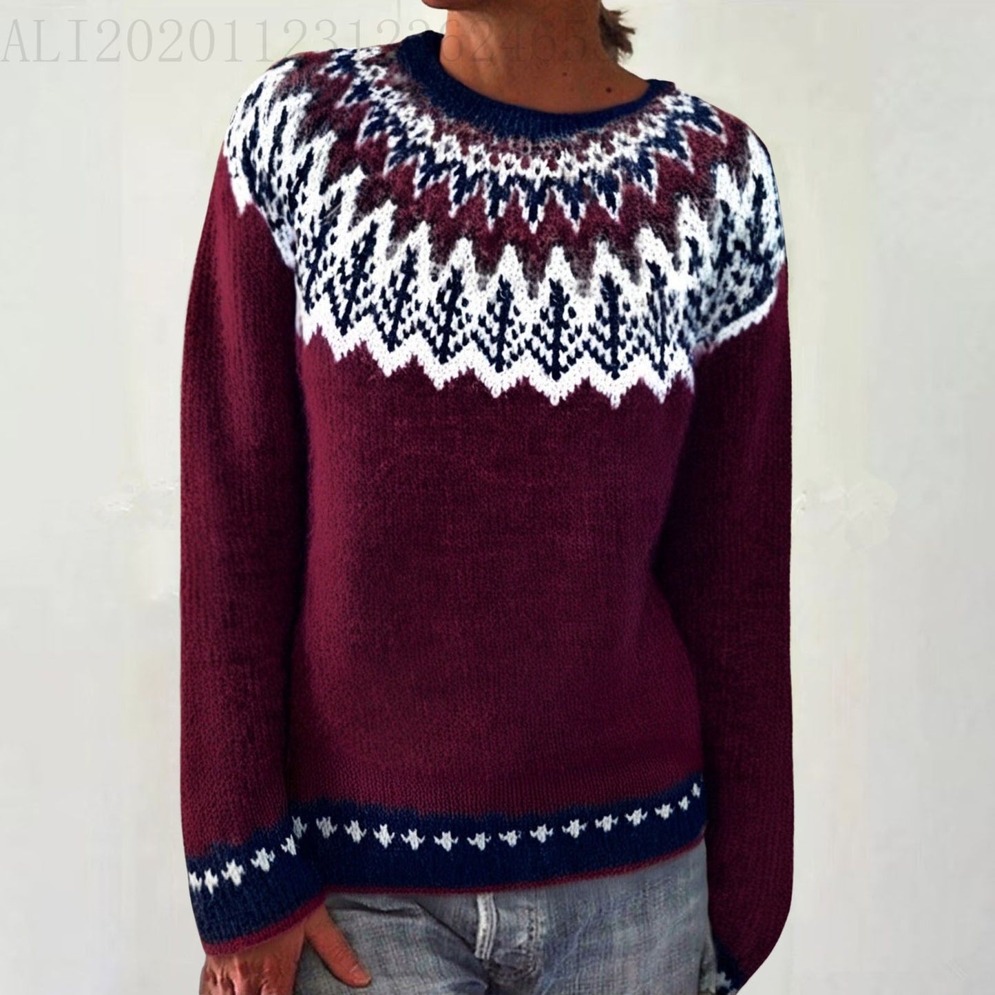 Women's Round Neck Multicolor Loose Fashion Pullover Sweater