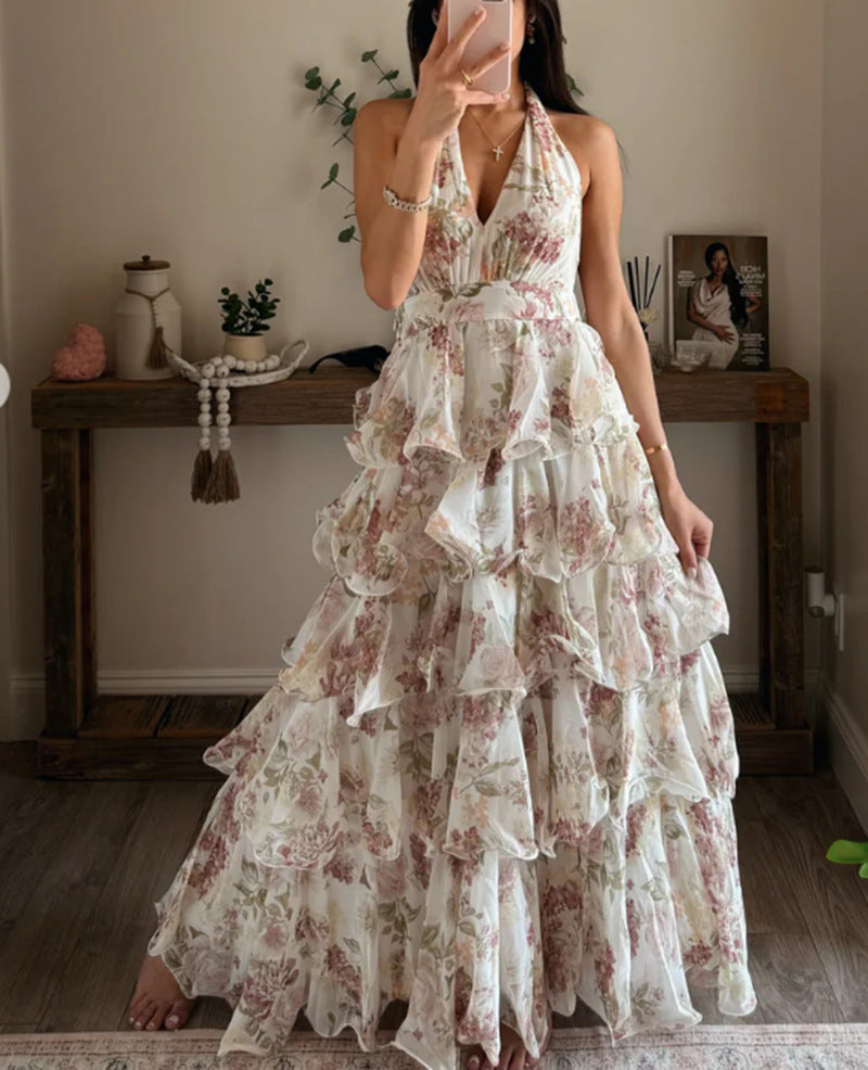 Women's Spring Dress Fashion Sexy Collar Sling Dresses