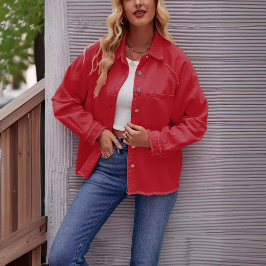 Women's American Washed Long-sleeved Denim For Jackets