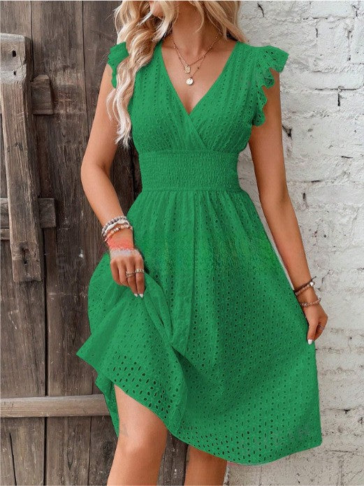 Graceful Women's Summer Ruffle Sleeve Elegant Dress
