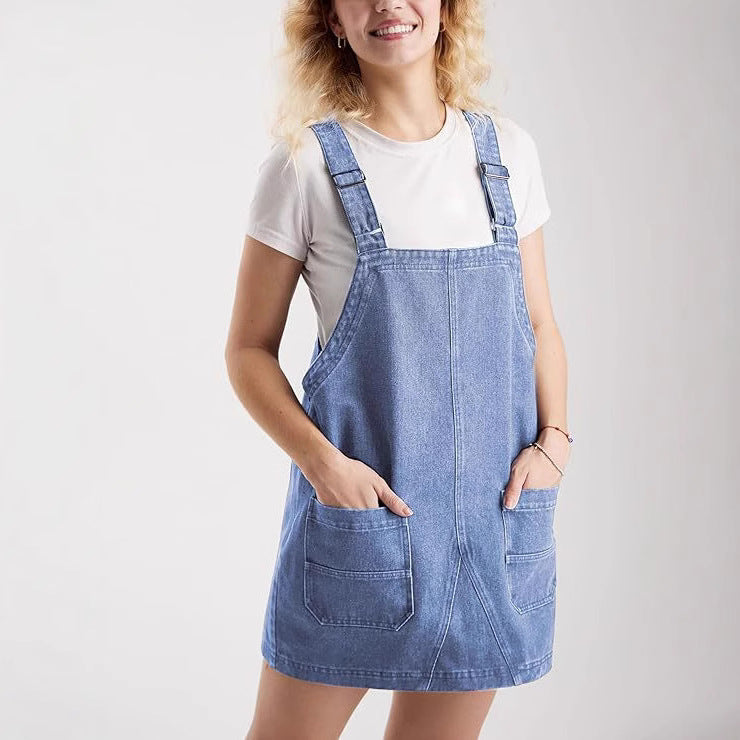 Women's Sleeveless Dress Slimming Adjustable Pocket Suspender Jumpsuits