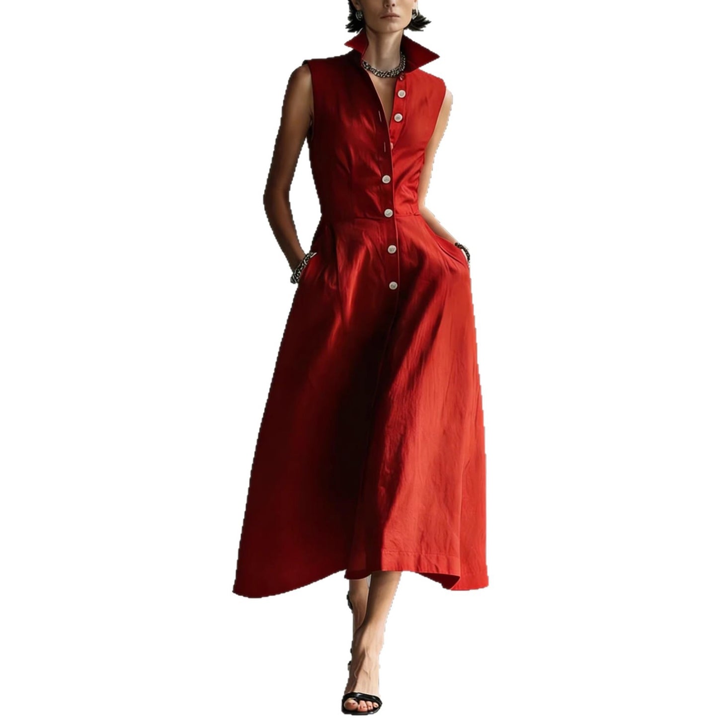 Summer Fashion Casual Stand Collar Elegant Trendy Dress