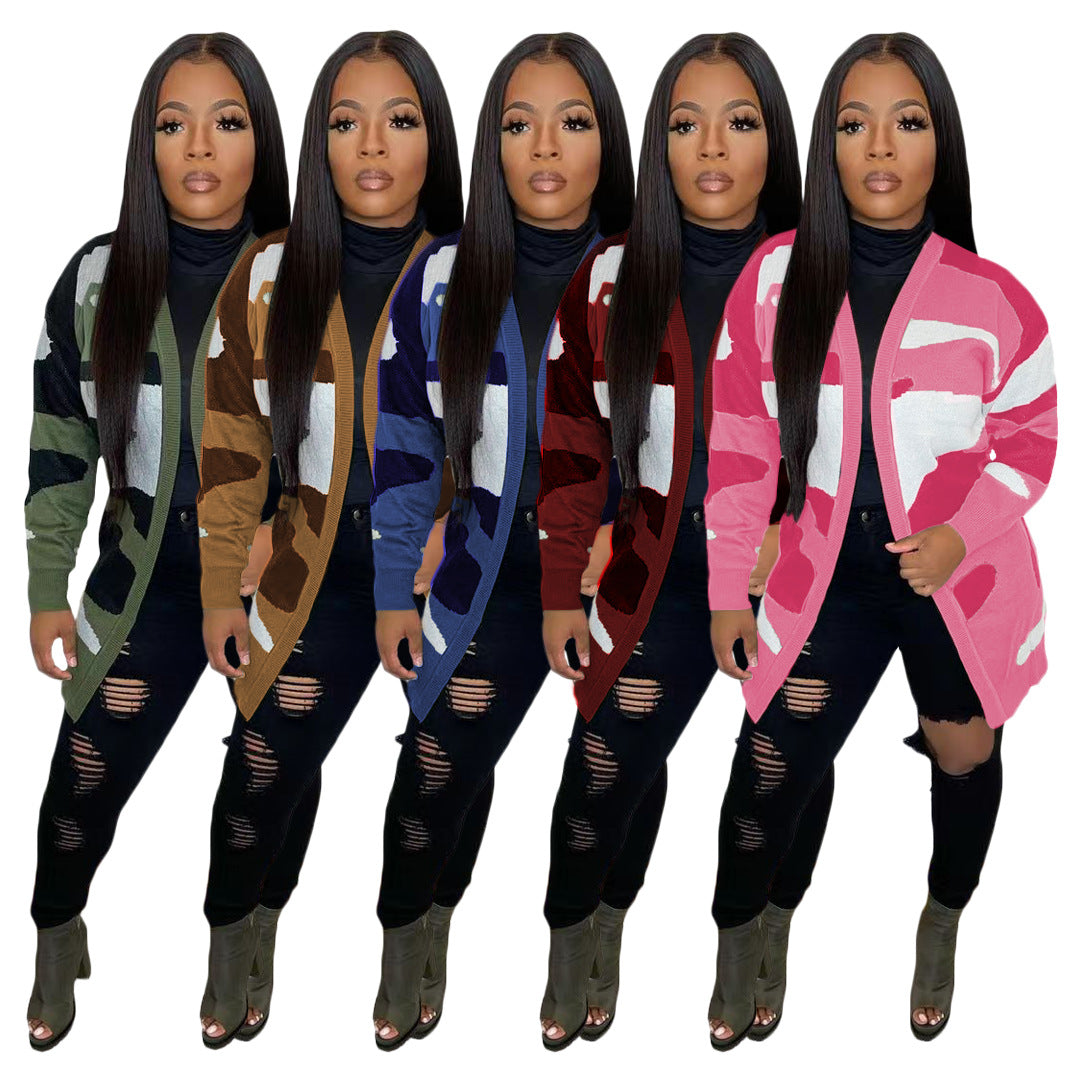 Women's Elegant Unique Casual Camouflage Knitted Knitwear