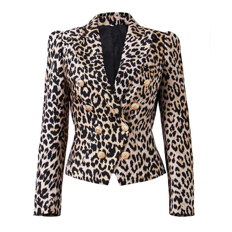 Retro Style Fashionable Fashion Leopard Print Blazers