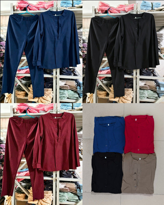 Cotton Linen Long Sleeve Half Pleating Wide Cardigans