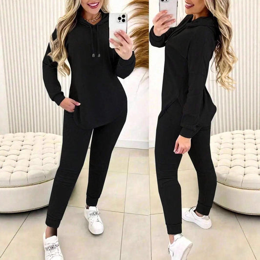Women's Casual Sports Hooded Trousers Two-piece Suits